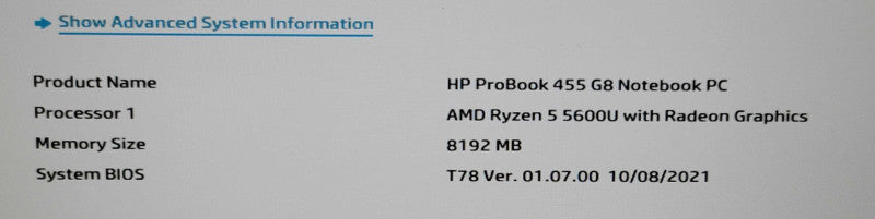 HP ProBook 455 G8| Ryzen 5-5600U| 8GB DDR4| NO SSD FOR PARTS  β Lap200