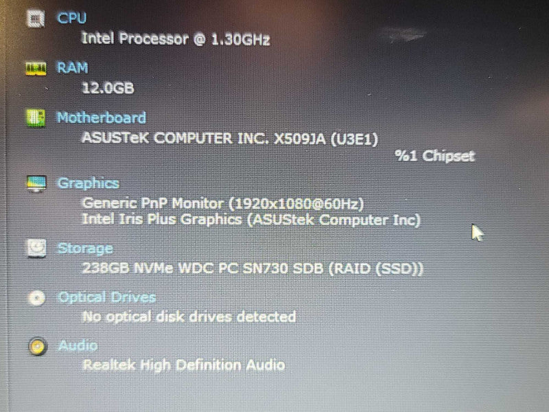 ASUS ExpertBook P1 | i7-1065G7| 12GB RAM| 256GB SSD READ  β Lap200