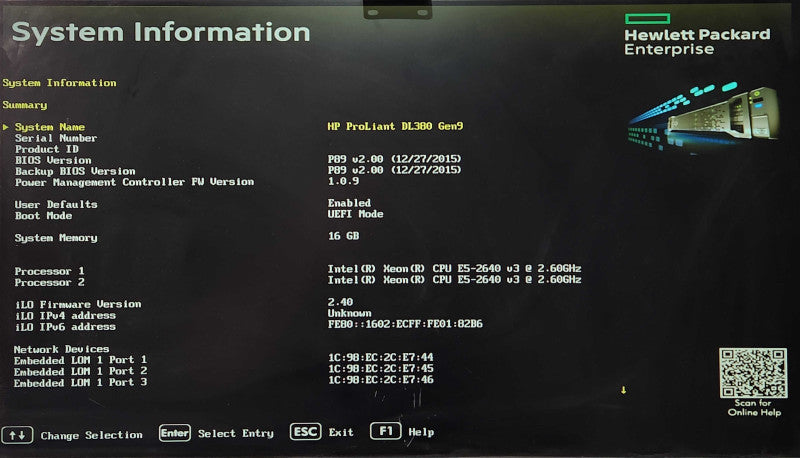 HP ProLiant DL380 Gen9 8x2.5", 2x Xeon E5-2640 v3 2.60GHz, 16GB DDR4, P440ar !