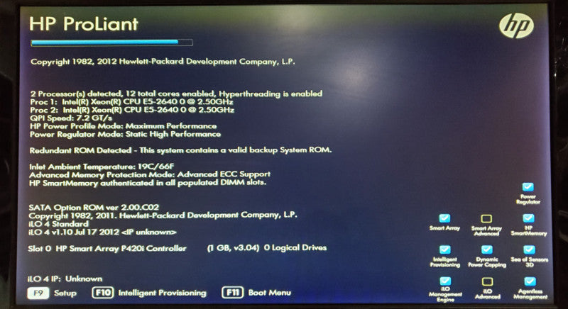 HP ProLiant DL380p Gen8 | 2x E5-2640 0 | 16GB DDR3 | No HDD | P420i