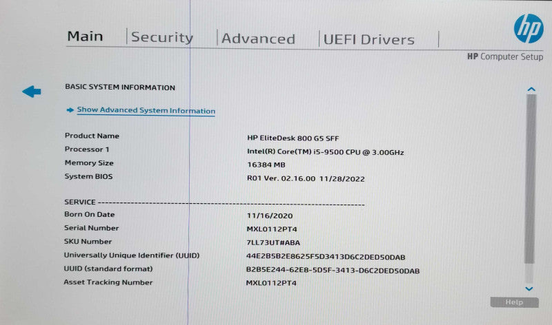 HP EliteDesk 800 G5 SFF | i5 - 9500 CPU @ 3.00GHz  |16GB DDR4 - No HDD | Q