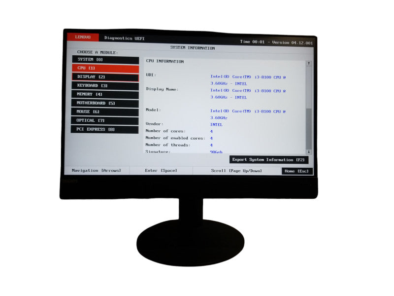 Lenovo ThinkCentre M820z AIO 21.5" i3-8100 @3.60GHz | RAM 8GB - NO HDD