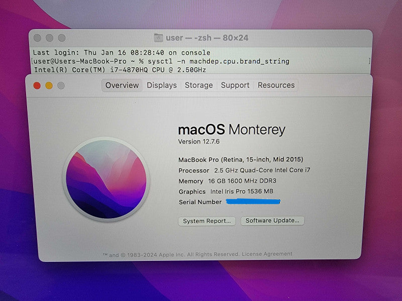Apple MacBook Pro 15" 2015 A1398 | i7-4870HQ @2.5GHz 16GB DDR3 512GB SSD READ