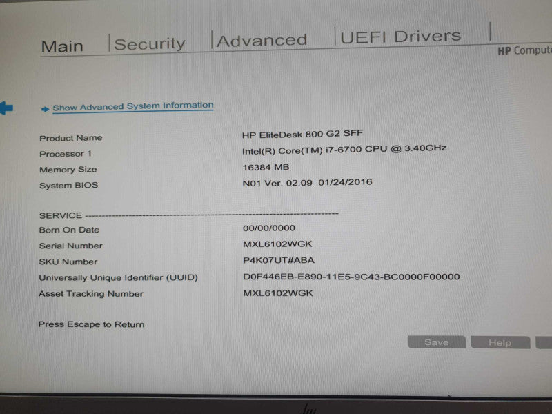 HP EliteDesk 800 G2 SFF | i7-6700 @ 3.4GHz | 16GB DDR4 | No HDD/OS