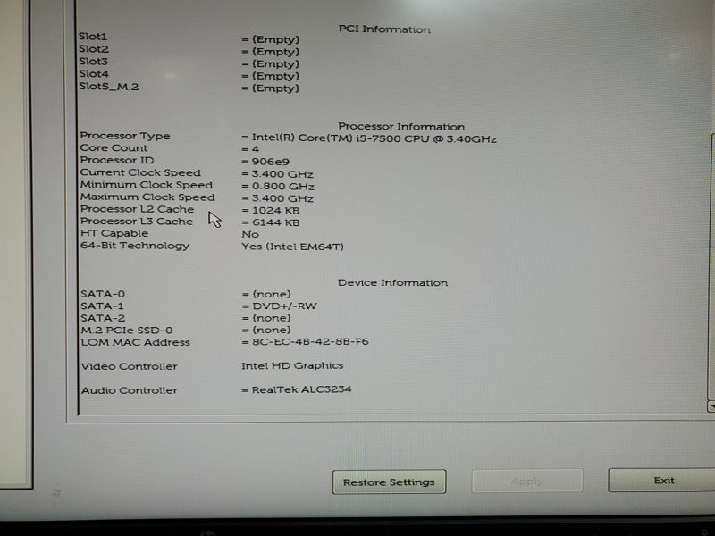 Dell Optiplex 3050 Tower Core I5-7500 @3.40GHz 8GB RAM