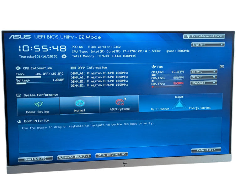 Basic PC ASUS P9D WS Motherboard Intel Core i7-4770K 32GB RAM 600W PSU Q-