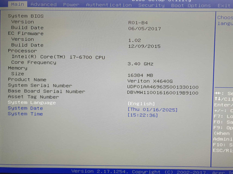 Acer Veriton X4640G | i7-6700 @ 3.4GHz | 16GB DDR4 | No HDD/OS