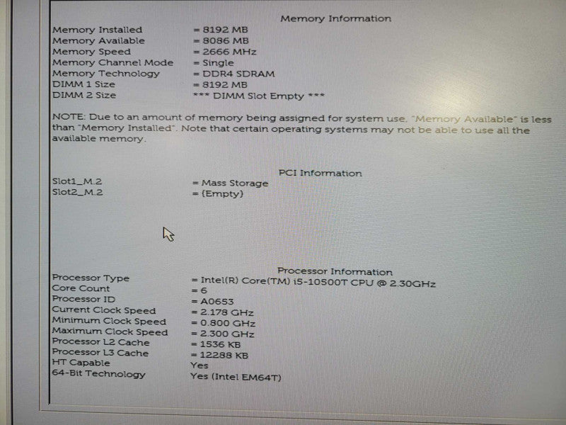 DELL OptiPlex 3080 USFF - Intel i5-10500T @2.30GHz - 8GB RAM 256GB NVMe !