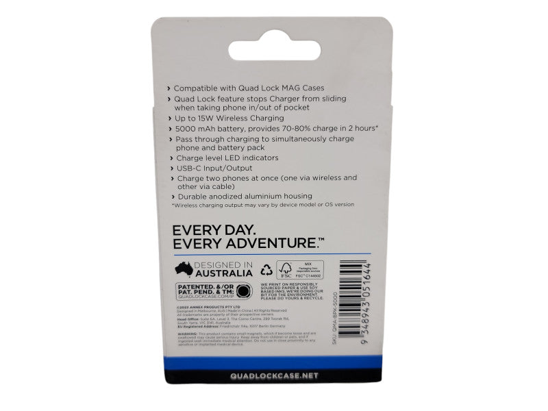 Quad Lock Wireless Battery Pack 5000 Mah Q(