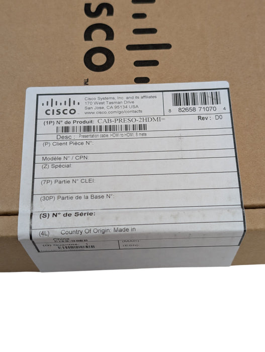 Cisco 8 Meter HDMI Presentation Cable CAB-PRES-2HDMI= Q-