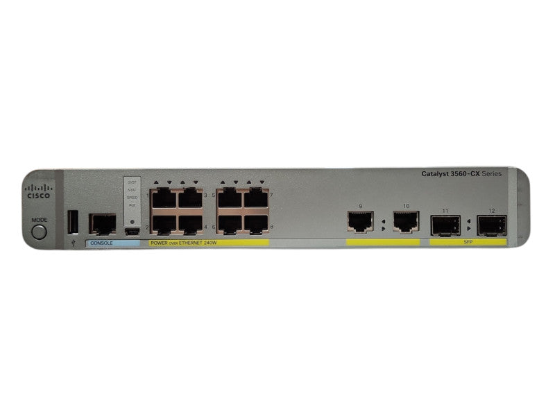 Cisco WS-C3560CX-8PC-S V03, 8-Port Gigabit PoE+ 240W Silent Switch | 2x SFP