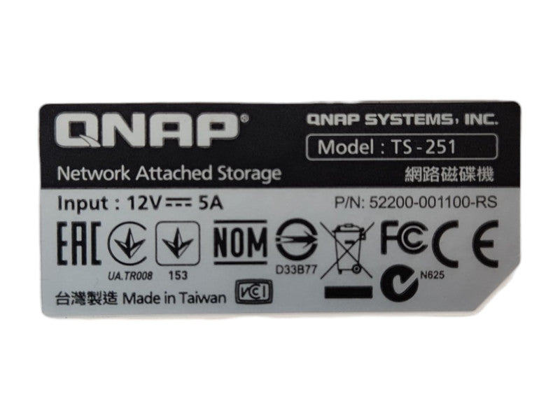 QNAP TS-251 2-Bay NAS, 2x 2TB HDD, No Power Supply