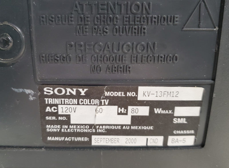 Sony Trinitron Color TV | KV-13FM12 13" CRT TV | No Remote