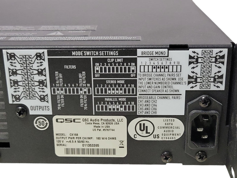 QSC CX168 130 W 8-Channel Power Amplifier, READ _