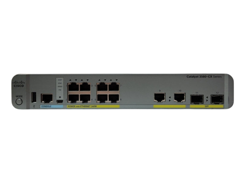Cisco WS-C3560CX-8PC-S V03, 8-Port Gigabit PoE+ 240W Silent Switch | 2x SFP