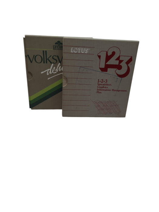 Vintage. Volkswriter Software and L0tus 1-2-3 Spreadsheet Graphics.