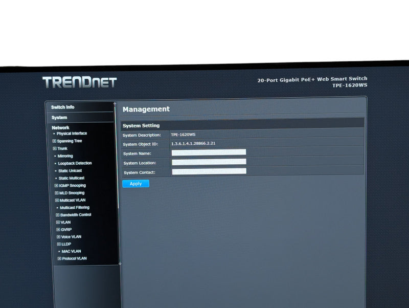 Trendnet TPE-1620WS PoE+ Web Smart Switch 16-Port Gigabit 4x SFP  -
