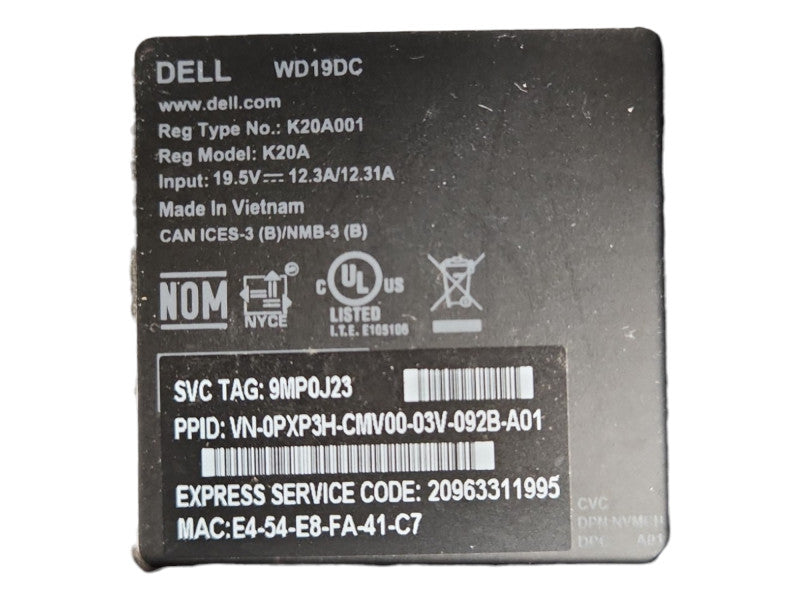 Dell WD19DC Performance Docking Station DUAL USB-C port w/ 240W AC Adapter