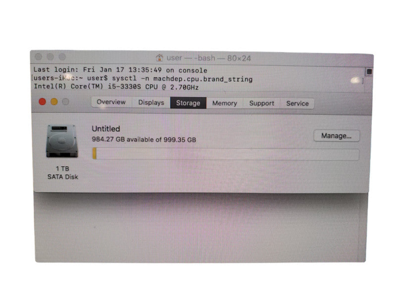 Apple iMac 2012 A1418 21" | Core I5-3330S | 8GB Ram DDR3 | 1TB HDD