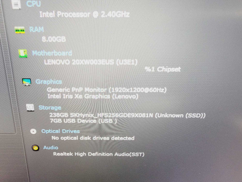 Lenovo ThinkPad X1 Carbon Gen 9 4-Core i5-1135G7 @ 2.4GHz 8GB DDR4 250GB SSD ( Lap200