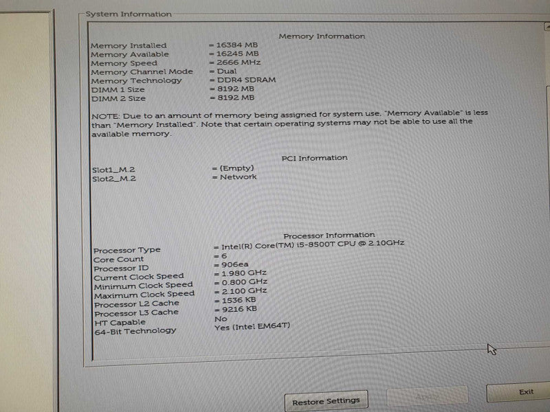 Dell Optiplex 7060 Intel i5-8500T @ 2.1GHz 16GB DDR4 USFF Desktop