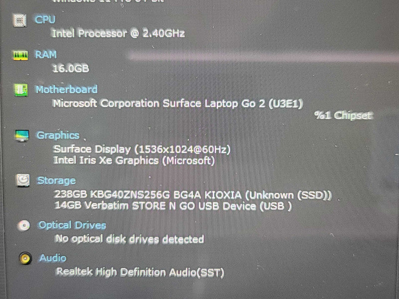 Microsoft Surface Laptop Go Model 2013 | i5-1135G7| 16GB RAM| 256GB SSD  β Lap200