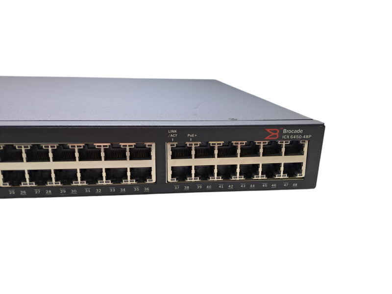 Brocade ICX6450-48P | 48-Port Gigabit PoE+ Switch | 4x 1/10G SFP+ Q