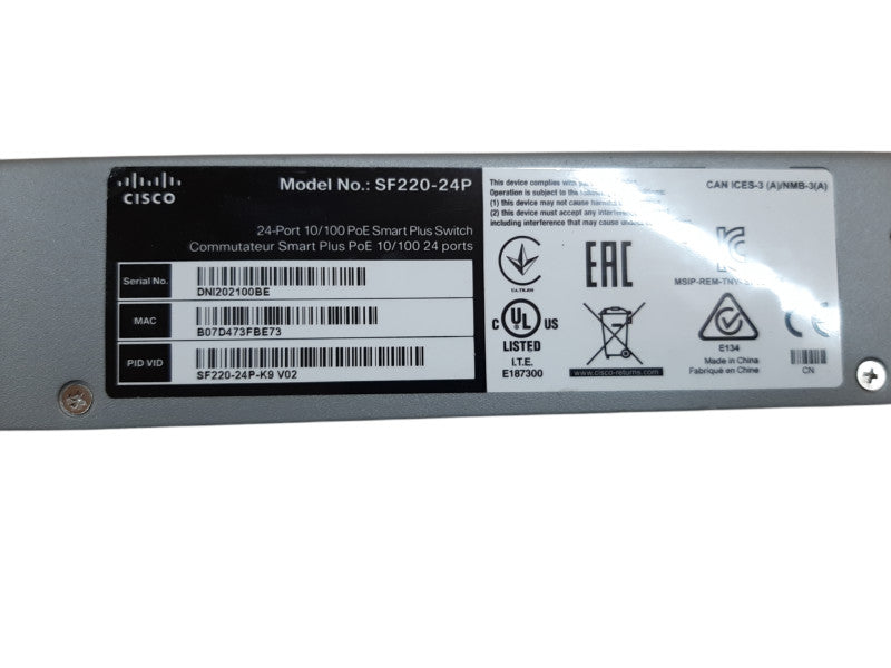 Cisco SF220-24P-K9 24-Port PoE 10/100 Switch