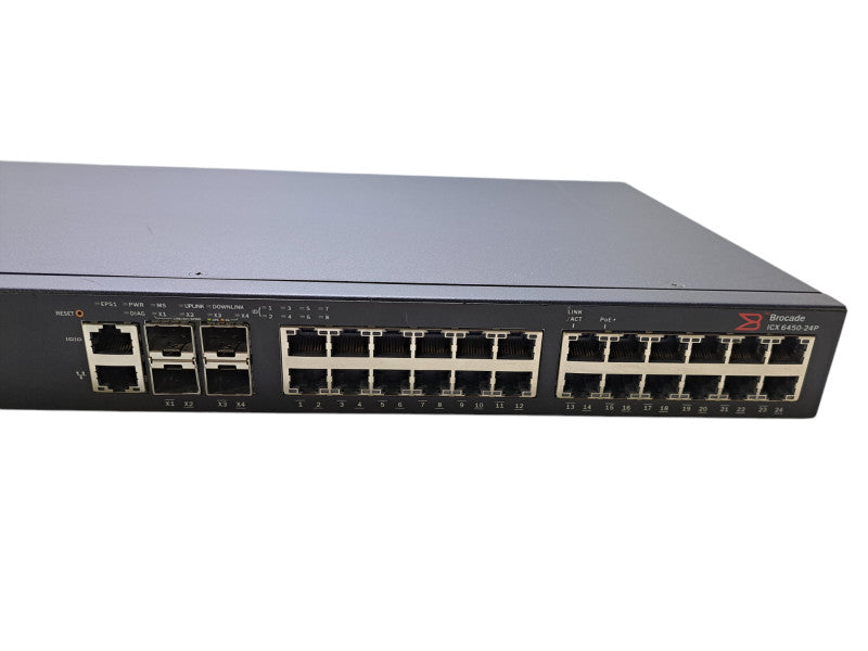 Brocade ICX6450-24P | 24-Port Gigabit PoE+ Ethernet Switch | 4x 1/10G SFP+ Q