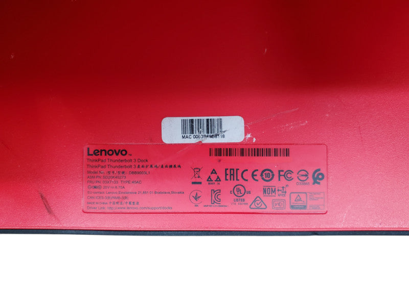 Lenovo ThinkPad Thunderbolt 3 Dock | w/ 135W Power Adapter | DBB9003L1