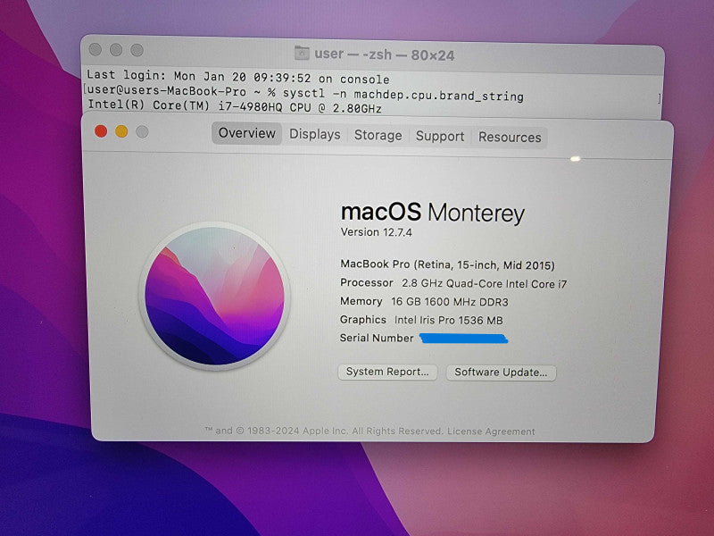 Apple MacBook Pro 15" 2015 A1398 | i7-4980HQ @2.8GHz 16GB RAM 512GB SSD -READ