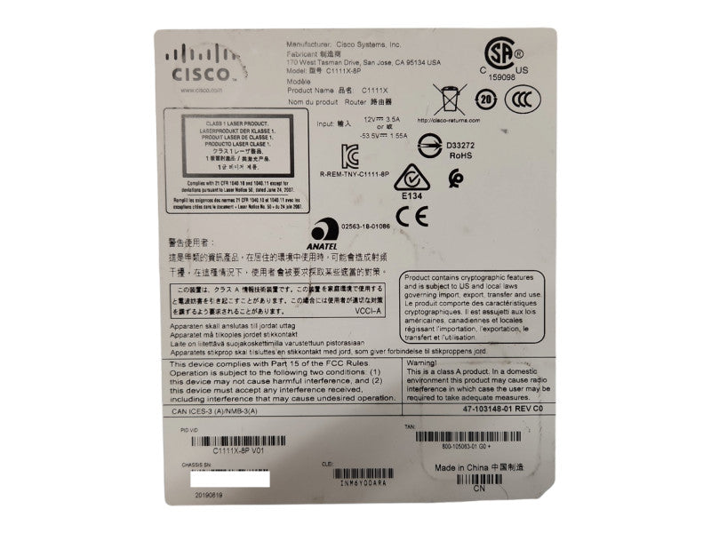 Cisco C1111X-8P ISR 1100 8-Port Dual GE WAN Gigabit Router Q
