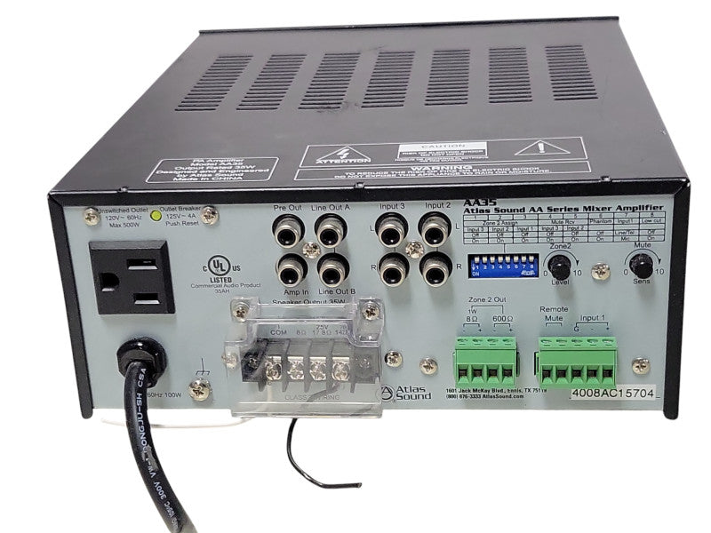 Atlas Sound AA35 Mixer Amplifier, Missing knobs, read _