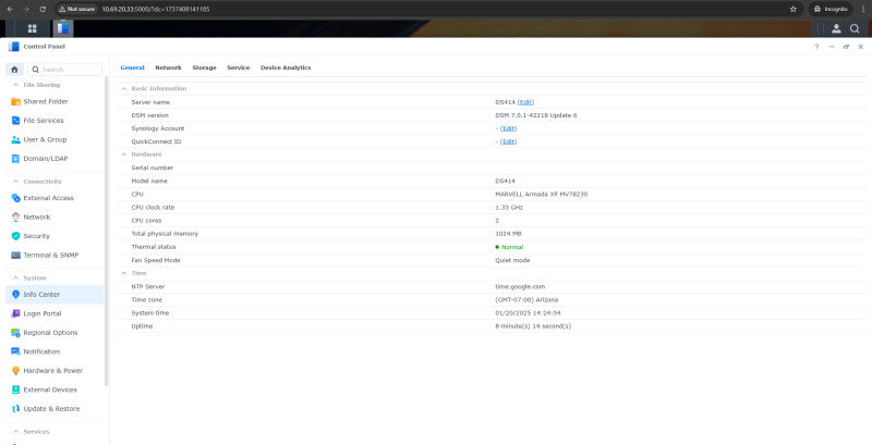 Synology DS414 DiskStation 4-Bays NAS, 2x 2TB HDDs