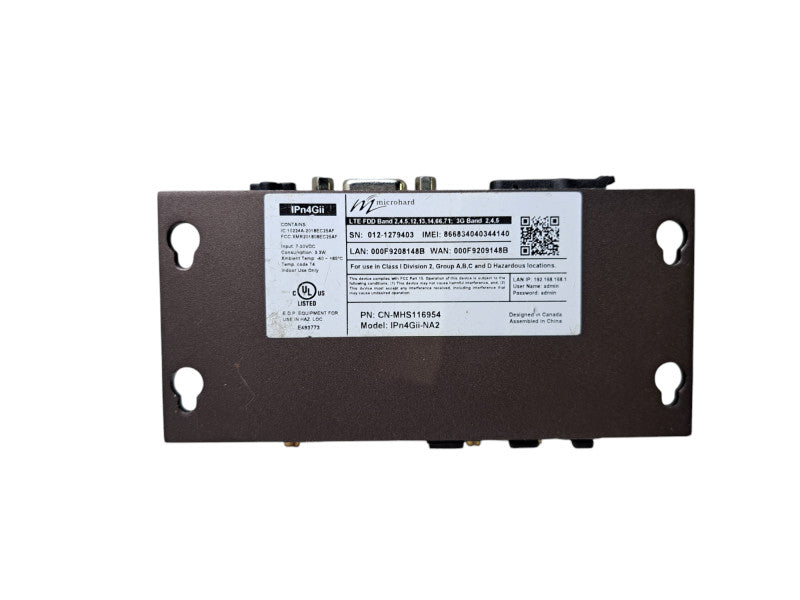 Microhard Cellular Modem IPn4Gii-NA2 - 4G/LTE Dual SIM, Dual Ethernet, USB Q