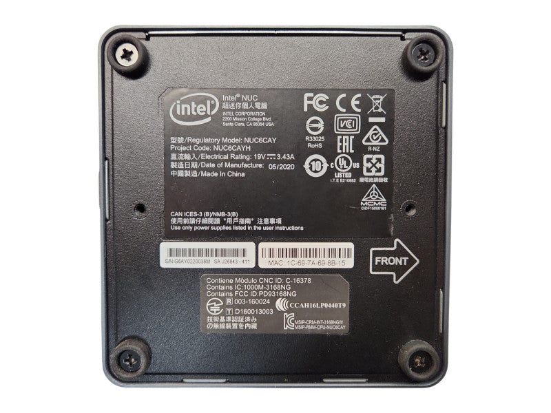 Intel NUC NUC6CAY Mini PC, Celeron J3455 1.50GHz, 4GB DDR3, No HDD/OS