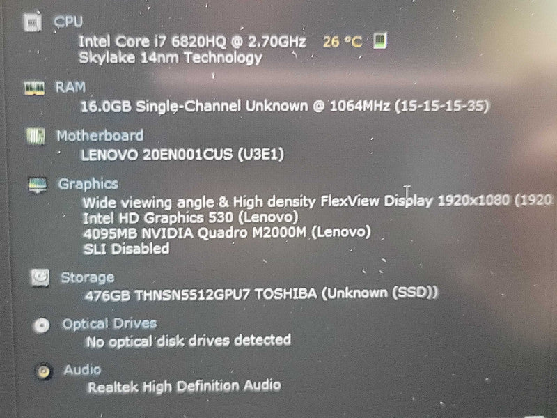 Lenovo ThinkPad P50| i7-6820HQ| 16GB DDR4| Quadro M2000| 512GB SSD READ β BudLap