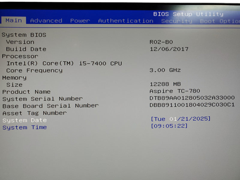 ACER Desktop TC-780-EB11 Core I5-7400|250GB SSD| 12GB RAM|