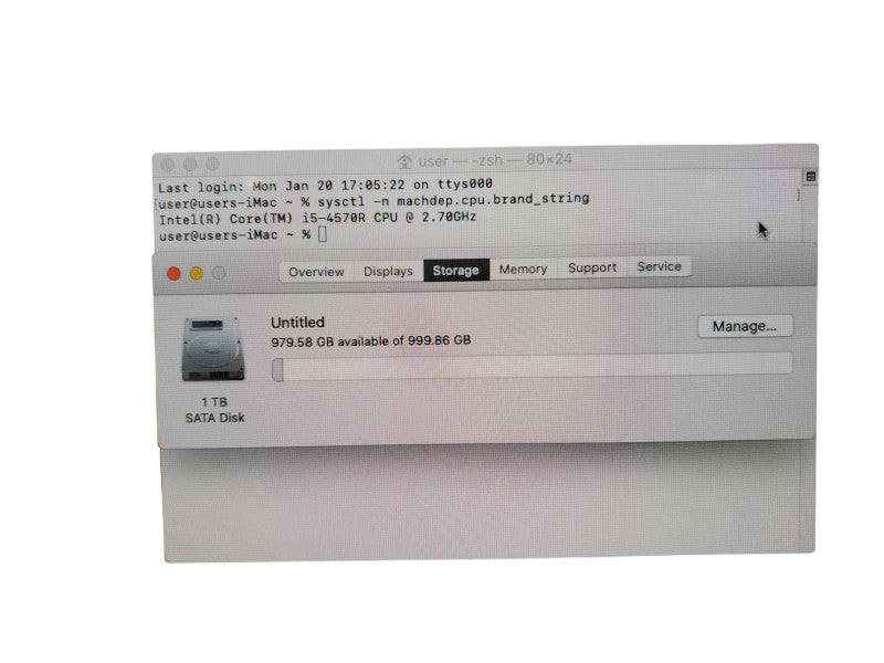 Apple iMac 2013 A1418 21" | Core I5-4570R | 8GB Ram DDR3 | 1TB HDD