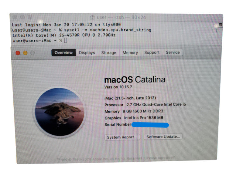 Apple iMac 2013 A1418 21" | Core I5-4570R | 8GB Ram DDR3 | 1TB HDD