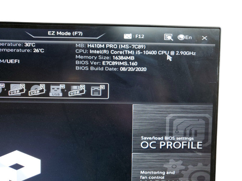 Desktop Custom MSI H410M PRO Core I5-10400 16GB RAM No HDD