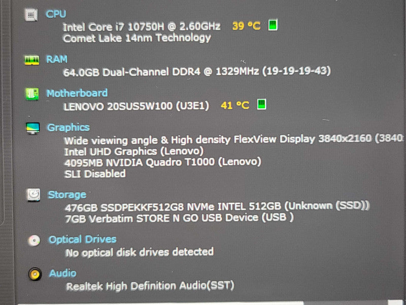 Lenovo ThinkPad P15| i7-10750H| 64GB DDR4| Quadro T1000| 512GB NVMe READ β Lap200