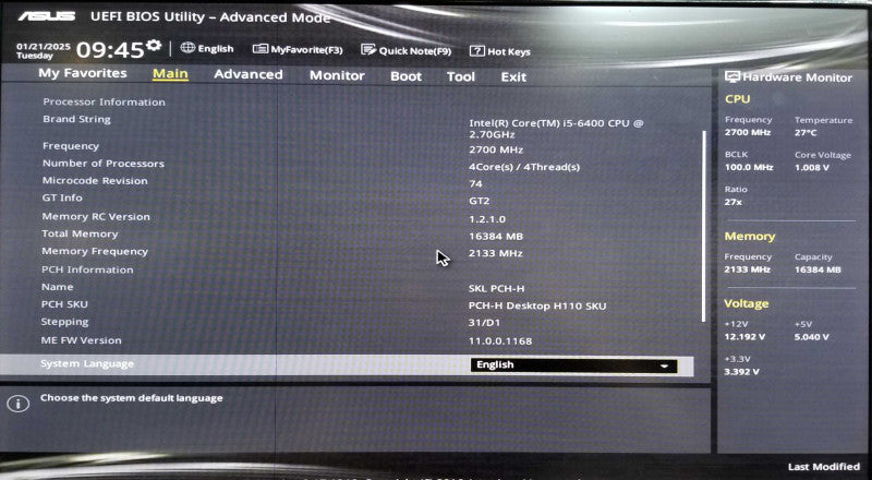 Custom Tower PC | ASUS  | Intel i5-6400 @2.70GHz | 16GB RAM - NO HDD |