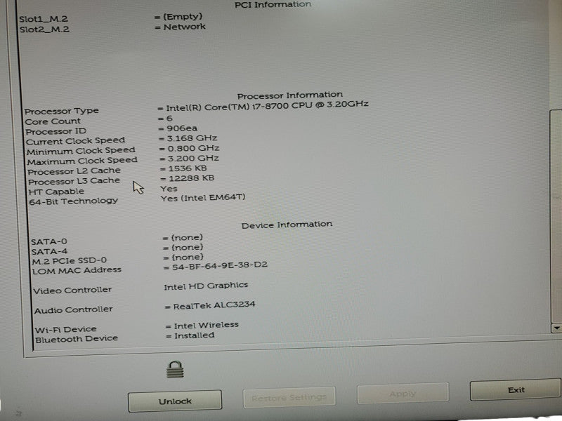 Dell Optiplex 7060 USFF, i7-8700 @ 3.2Ghz, 8Gb RAM No HDD Q
