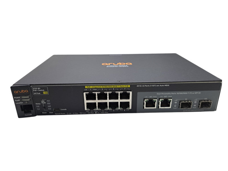 Aruba 2530-8G PoE+ J9774A | 8-Port Gigabit PoE+ Network Switch | Dual Uplinks