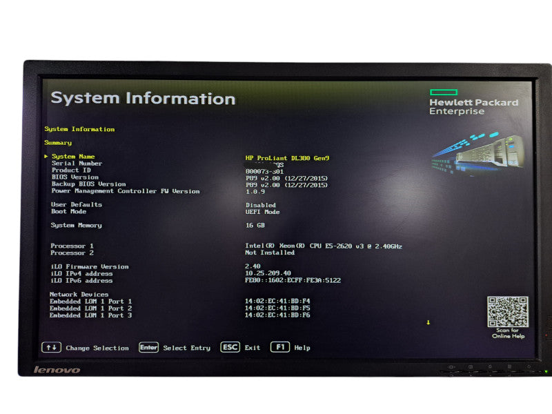 HP DL380 Gen9 2U 8x 2.5"| Xeon E5-2620 v3 @2.40GHz, 16GB DDR4, P440ar RAID