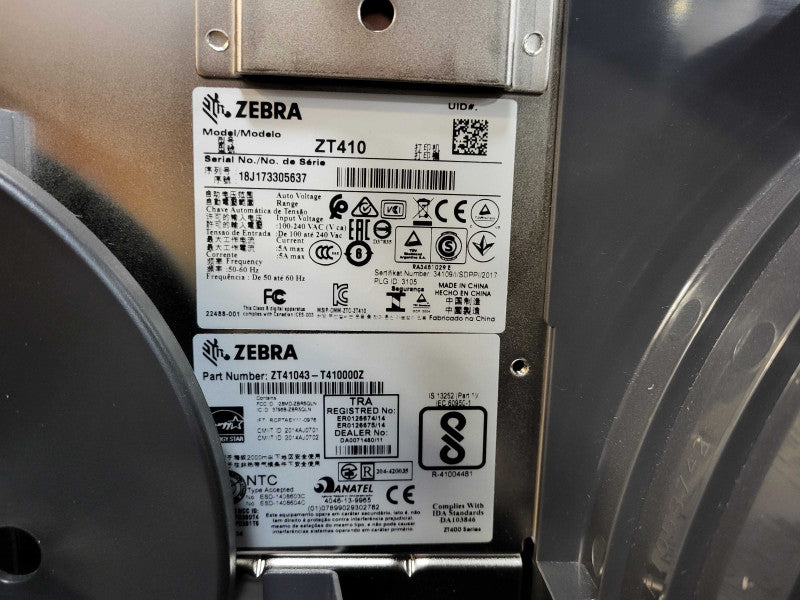 Zebra ZT410 Industrial Thermal Transfer Barcode Label Printer | ZT41043-T4100 Q$