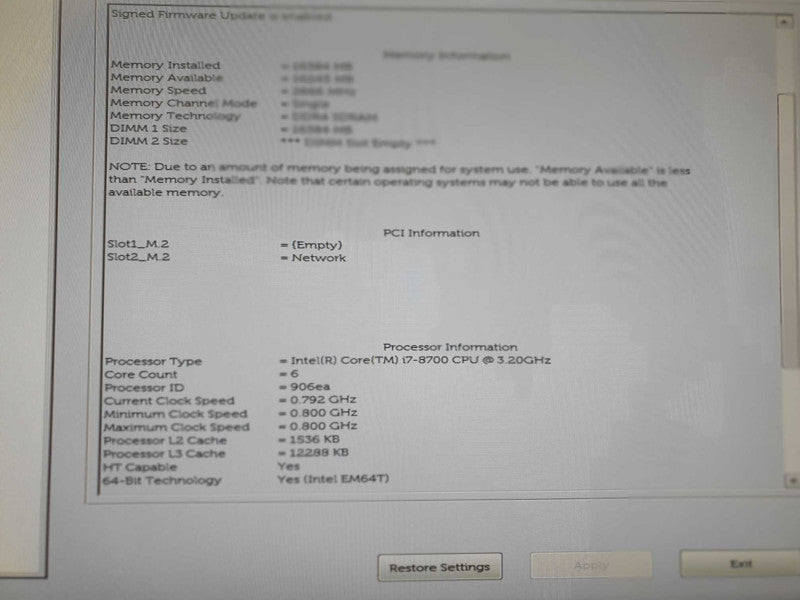 Dell Optiplex 7060 USFF, i7-8700 @ 3.2Ghz, 16GB RAM, No HDD/OS