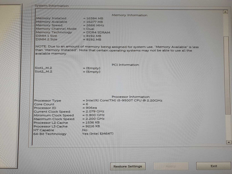 Dell Optiplex 3070 USFF | Intel i5-9500T @ 2.20GHz | 16GB | No HDD/OS
