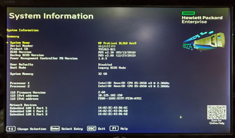HP ProLiant DL360 Gen9 | 2x Xeon E5-2650 v3 | 32GB DDR4 | No HDD | P440ar